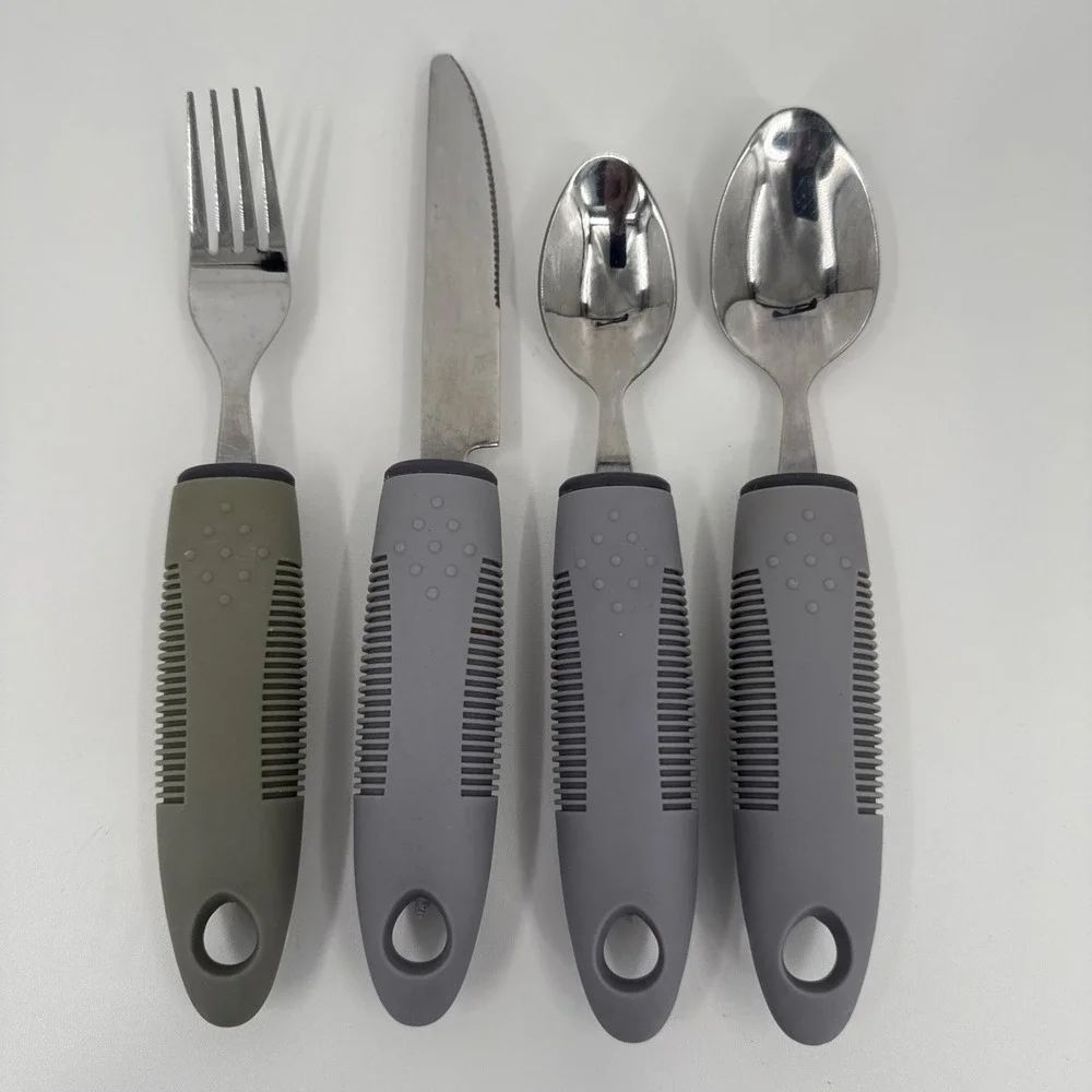 Adaptive Utensils set Fork Spoon‎ knife Soup Spoon OT gray/green flatware